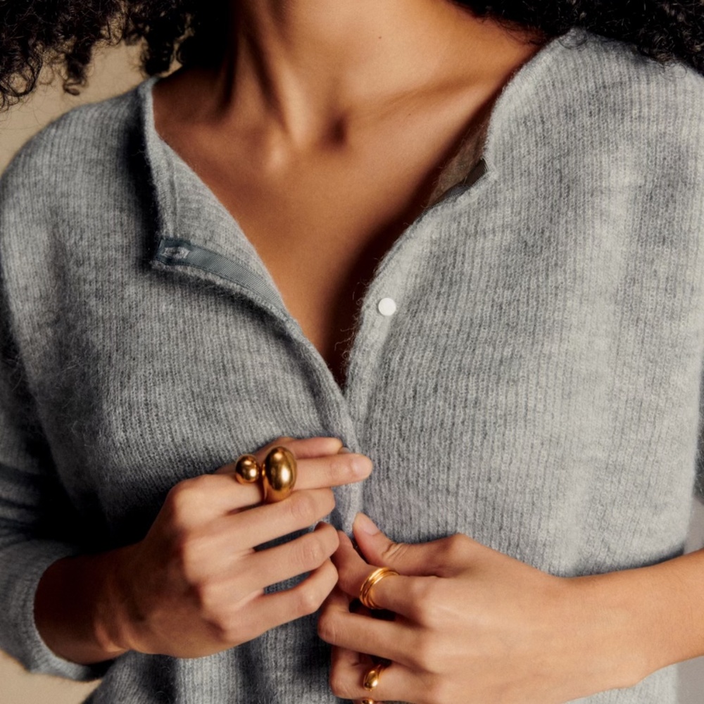 Brand New Sezane Gaspard Cardigan in Mottled Grey sz XS